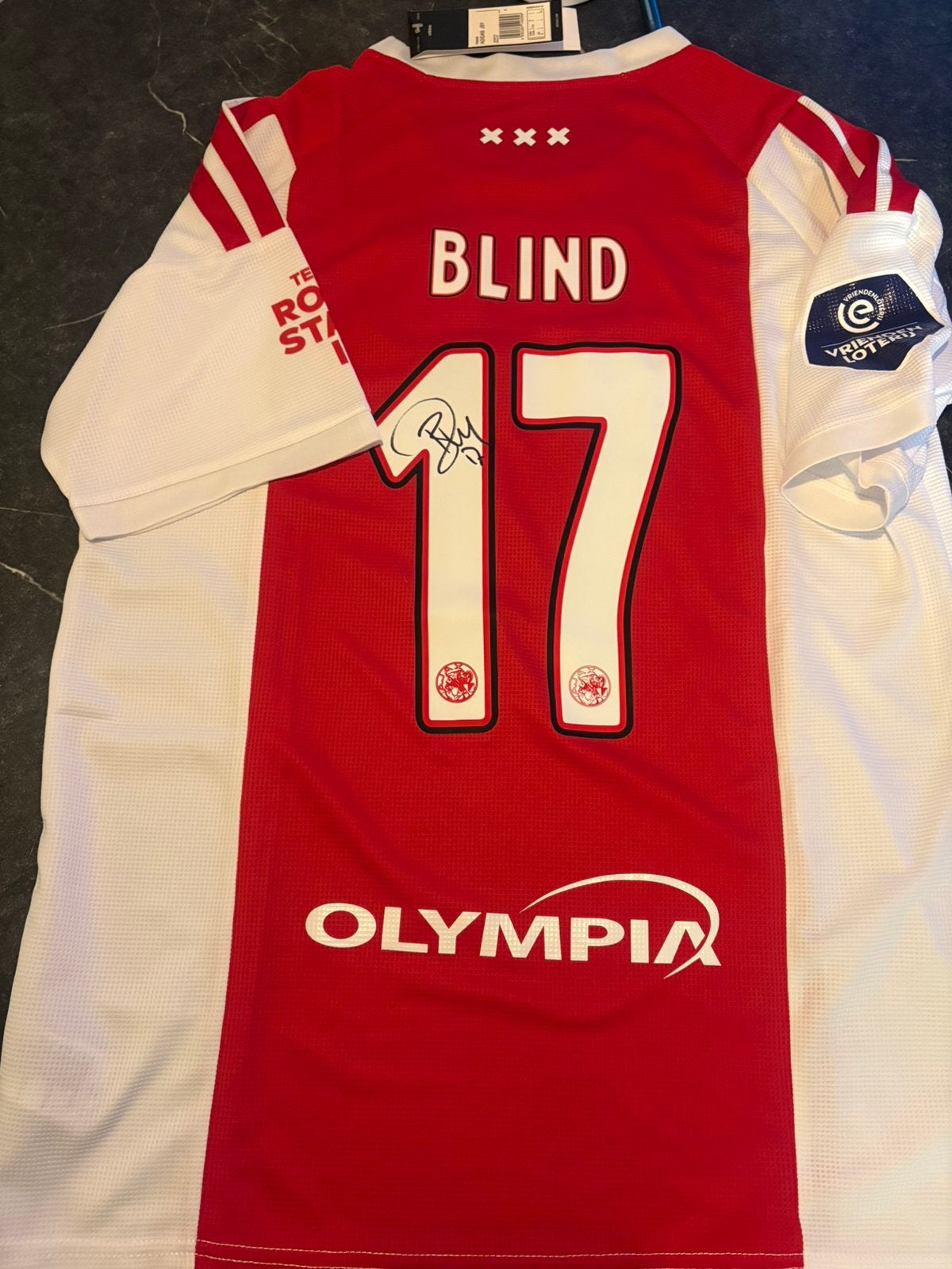 Ajax shirt gesigneerd Blind, Ophalen of Verzenden, Zo goed als nieuw, Ajax, Shirt