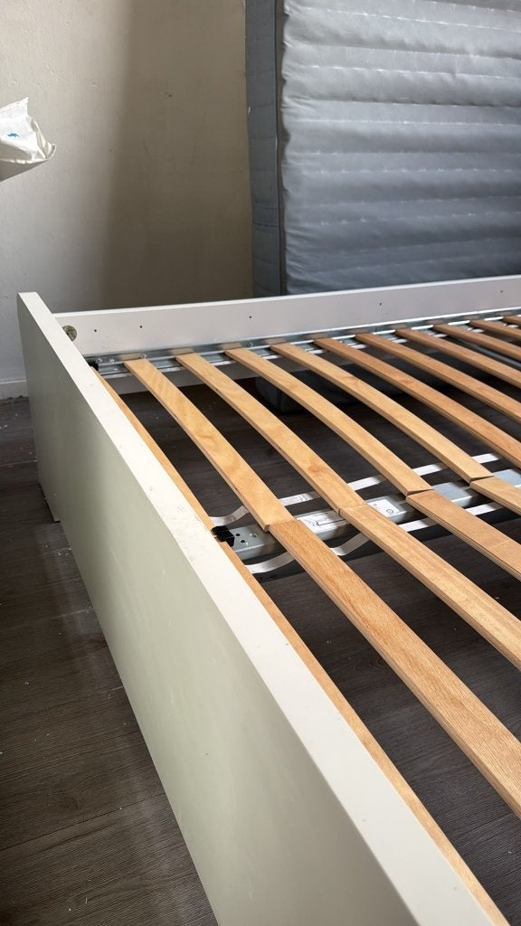 IKEA ASKVOLL bed 140x200 cm – wit – inclusief lattenbodem, Ophalen, Wit, Tweepersoons, 140 cm