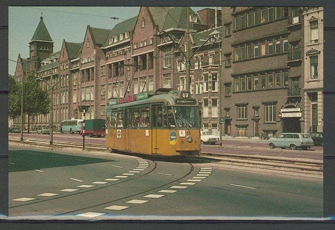 Tram RET 1969 nr.15 Lijn 9 Foto-Ansichtkaart TRAM t-136 jdu, Ophalen of Verzenden, Zo goed als nieuw, Tram, Kaart of Prent