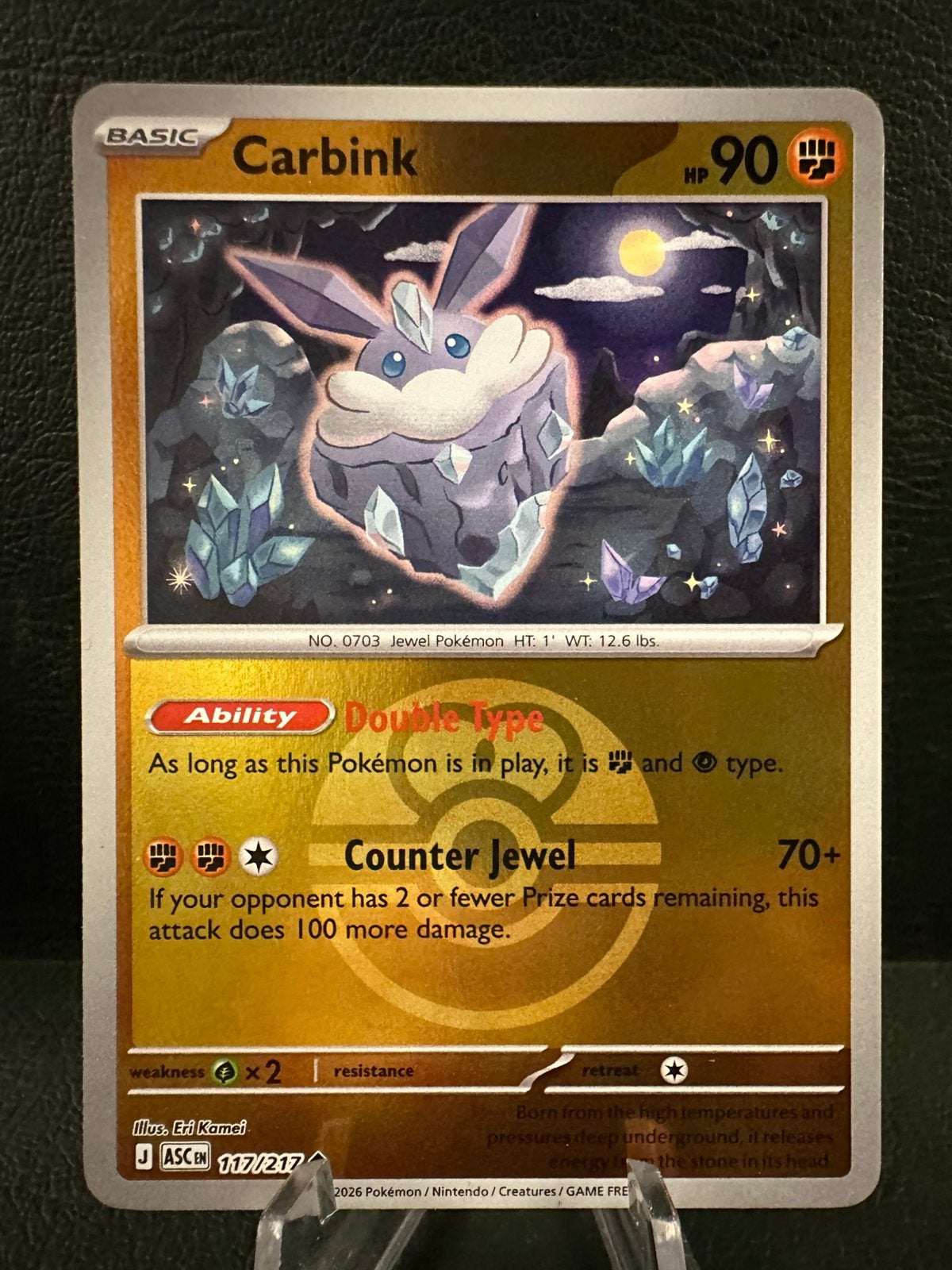 Pokemon ascended heroes carbink reverse holo love ball, Ophalen of Verzenden, Nieuw