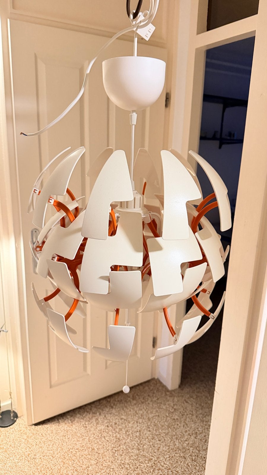 IKEA PS 2014 Hanglamp - Wit/Oranje, Verstelbaar, Ophalen of Verzenden, Zo goed als nieuw, Kunststof, 50 tot 75 cm