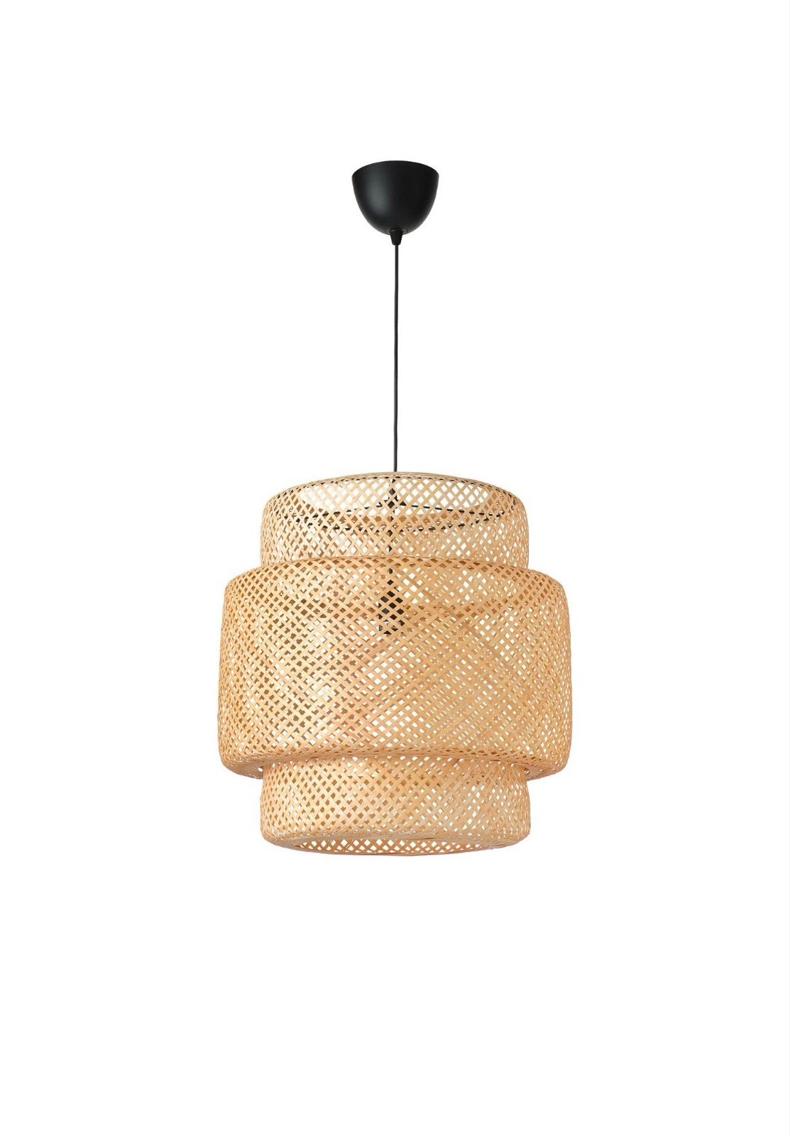 Ikea Sinnerlig hanglamp - 50cm - met goudkleurige kap, Ophalen, Zo goed als nieuw, Natuurlijk materiaal, E27 (groot)