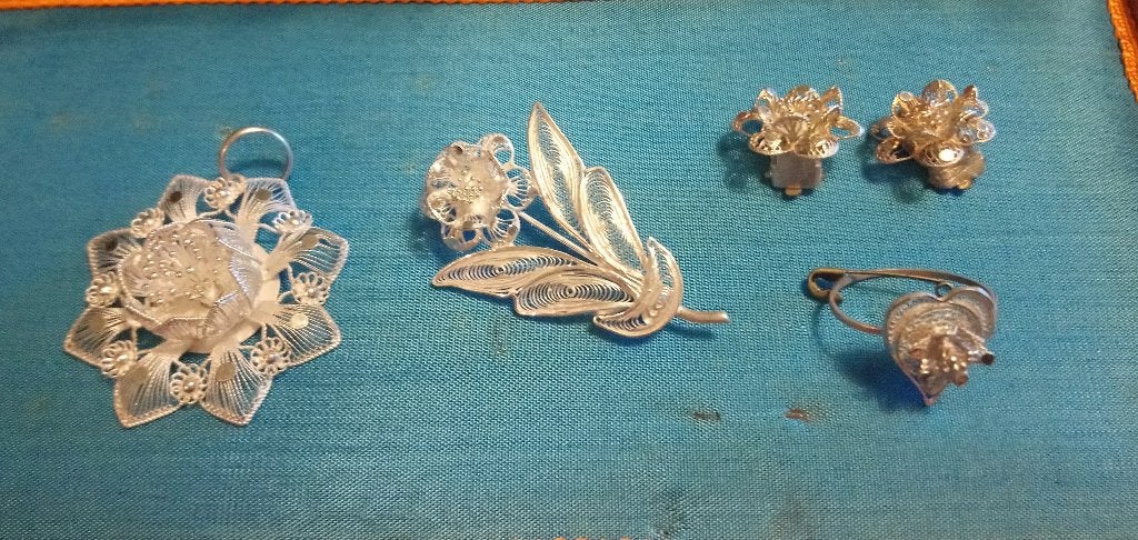 zilveren sieradenset uit India, Ophalen of Verzenden, Zilver, Zilver