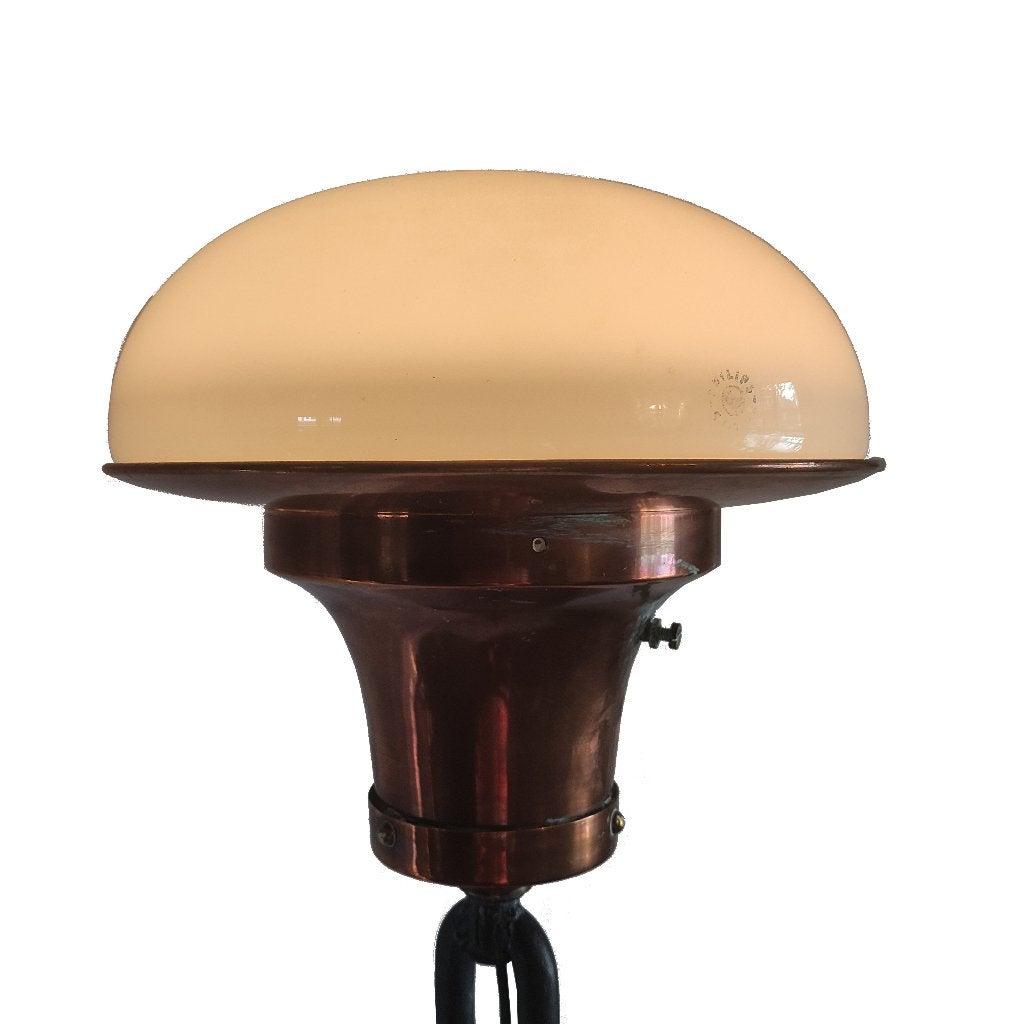 Zeer bijzonder vintage brutalist Nautische design vloerlamp, Ophalen, Gebruikt, E27 (groot), Glas