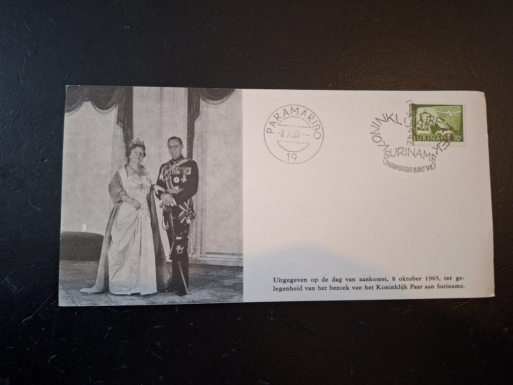 Suriname FDC postzegelboekjes en koninklijk bezoek, Ophalen of Verzenden, Gestempeld