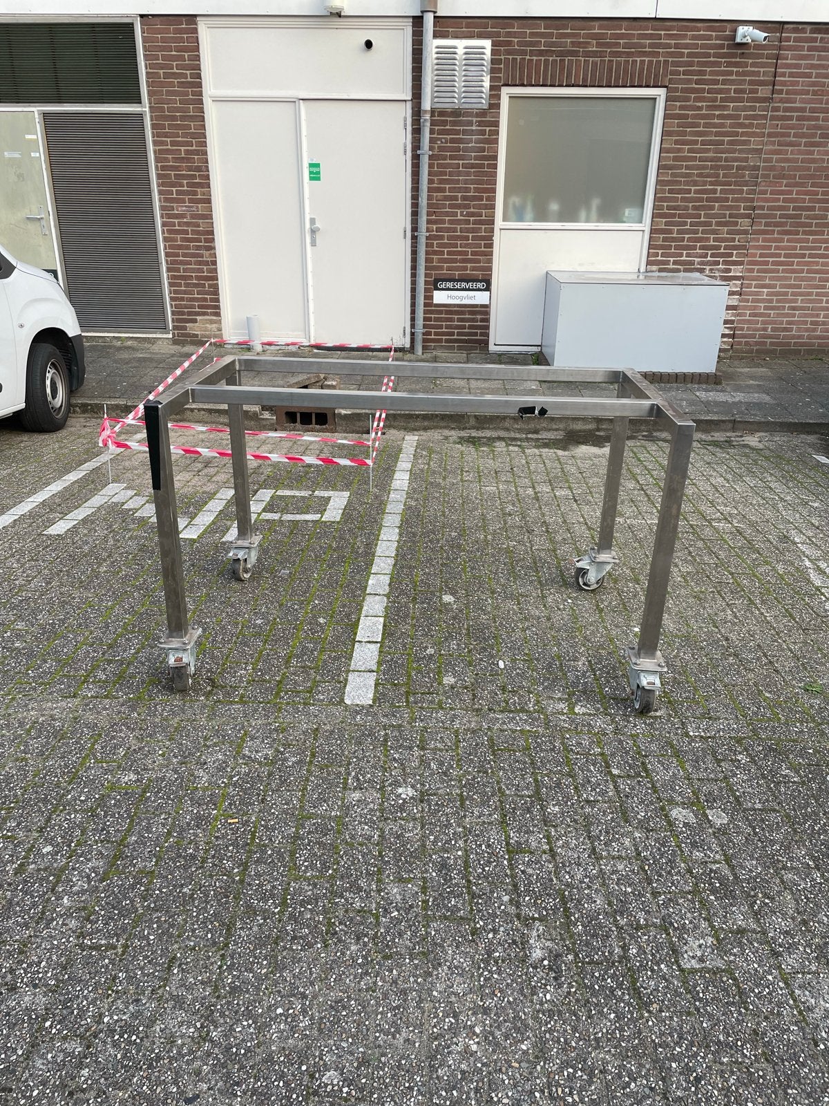 RVS onderstel met wielen - 160x100 cm, Tuin en Terras, Ophalen, Gebruikt, Rechthoekig, Rvs