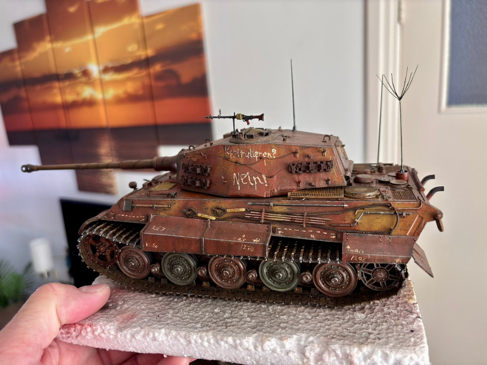 King Tiger Ryfield 1/35 gebouwd, Overige merken, Gebruikt, Tank, 1:32 tot 1:50