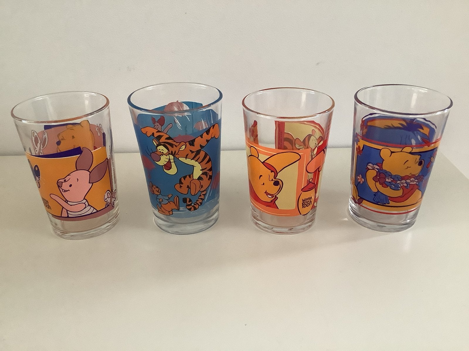 Limonadeglazen Winnie de Pooh - 4 stuks, Ophalen of Verzenden, Winnie de Poeh of vrienden, Zo goed als nieuw, Servies