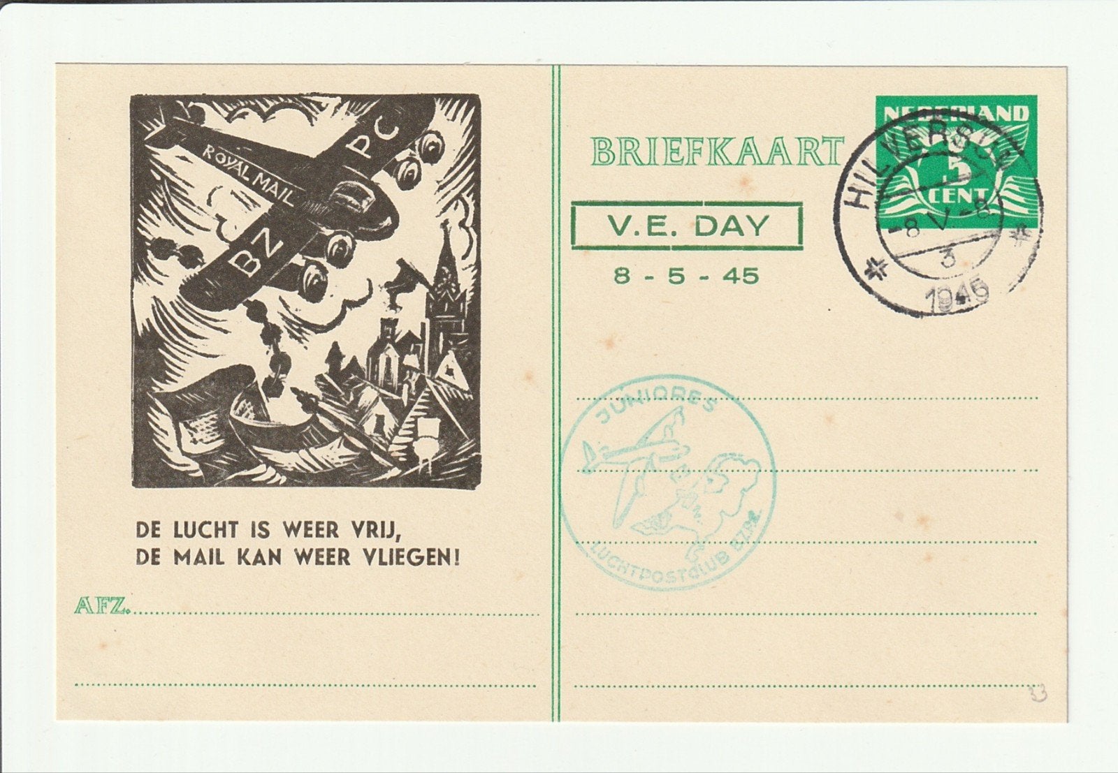Briefkaart 8 mei 1945 V.E. day, Ophalen of Verzenden, Briefkaart