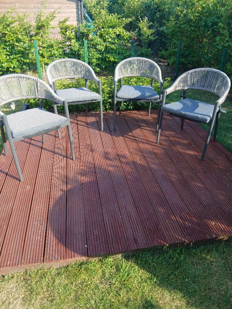 4 Tierra Outdoor Tuinstoelen Vigo antraciet en Tuintafel, Tuin en Terras, Ophalen, Zo goed als nieuw, Rechthoekig, Aluminium