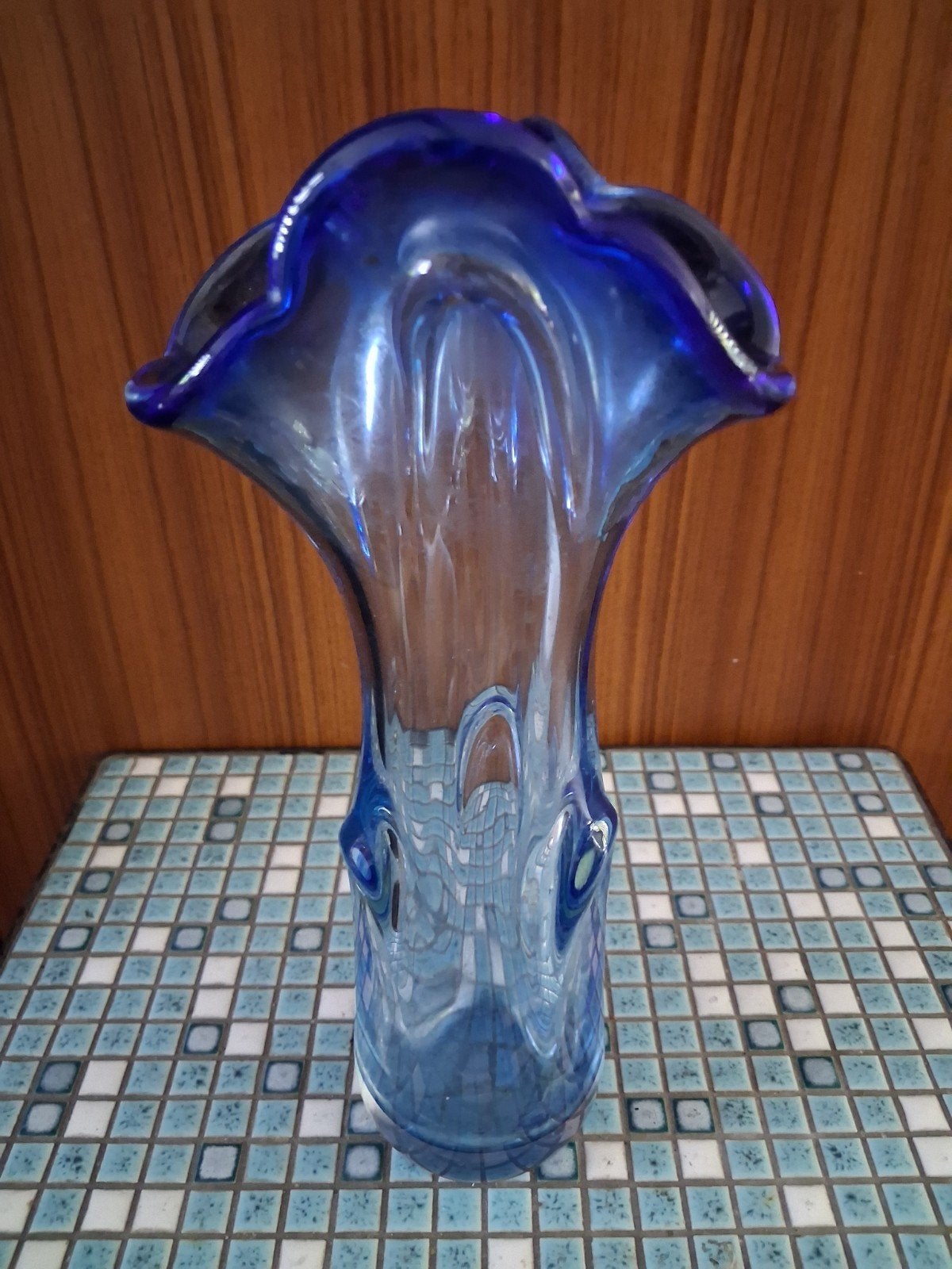 Jan Beranek Sklo Union Vaas - Blauw Glas, Ophalen of Verzenden