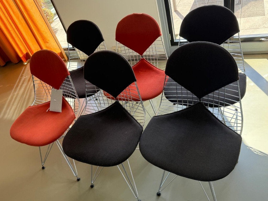 Vitra Eames Wire Chairs DKR 2 Ray Eames, Bikini chairs 2x, Ophalen, Zwart, Design, Zo goed als nieuw