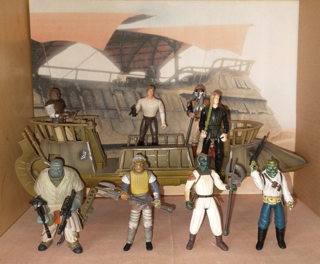 Tatooine Skiff diorama met figuren, Verzamelen, Ophalen, Zo goed als nieuw, Actiefiguurtje
