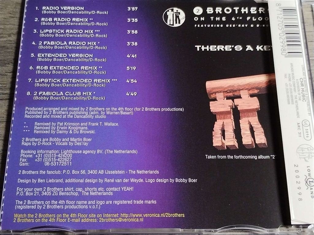 2 Brothers On The 4th Floor ‎– There\'s A Key, Cd's en Dvd's, Ophalen of Verzenden, Zo goed als nieuw, Pop