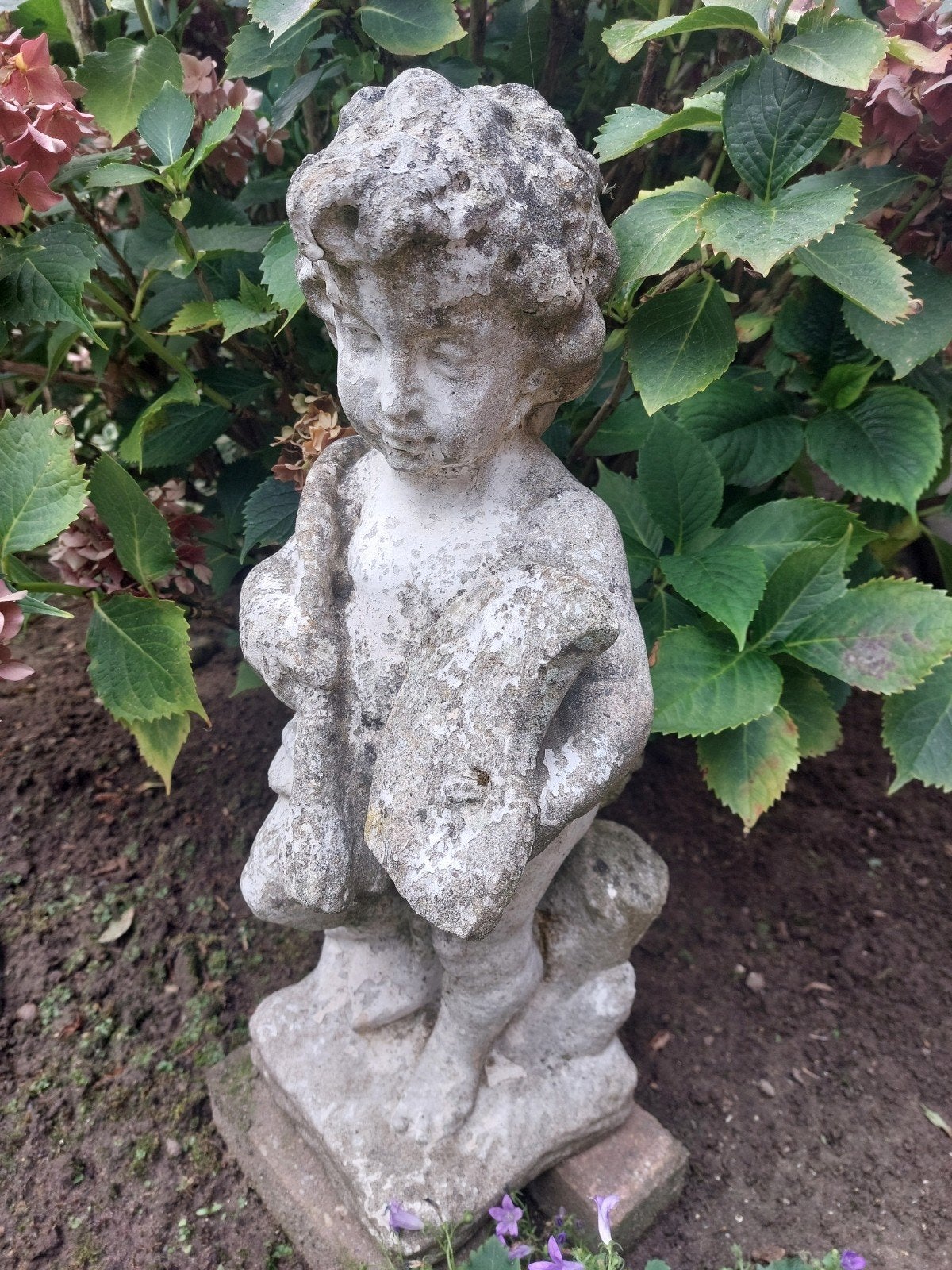 tuinbeeld jongen schilder beton, Ophalen, Gebruikt, Beton, Mensenbeeld