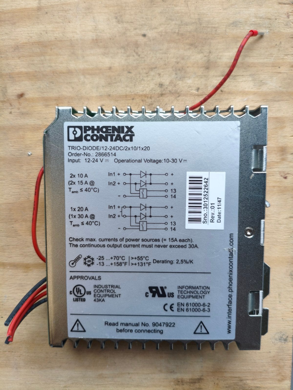 Phoenix Contact TRIO-DIODE/12-24DC/2X10/1X20 Diode, Verzenden, Zo goed als nieuw