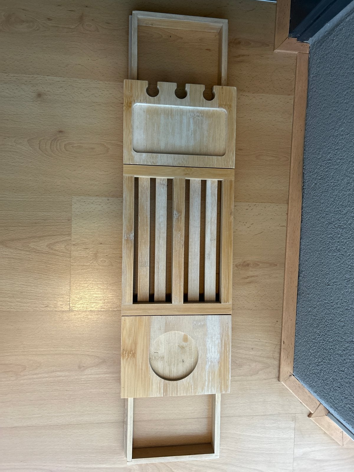 Bamboe badrek uitschuifbaar, Huis en Inrichting, Badkamer | Badtextiel en Accessoires, Ophalen, Gebruikt, Bruin, Badkamerrek