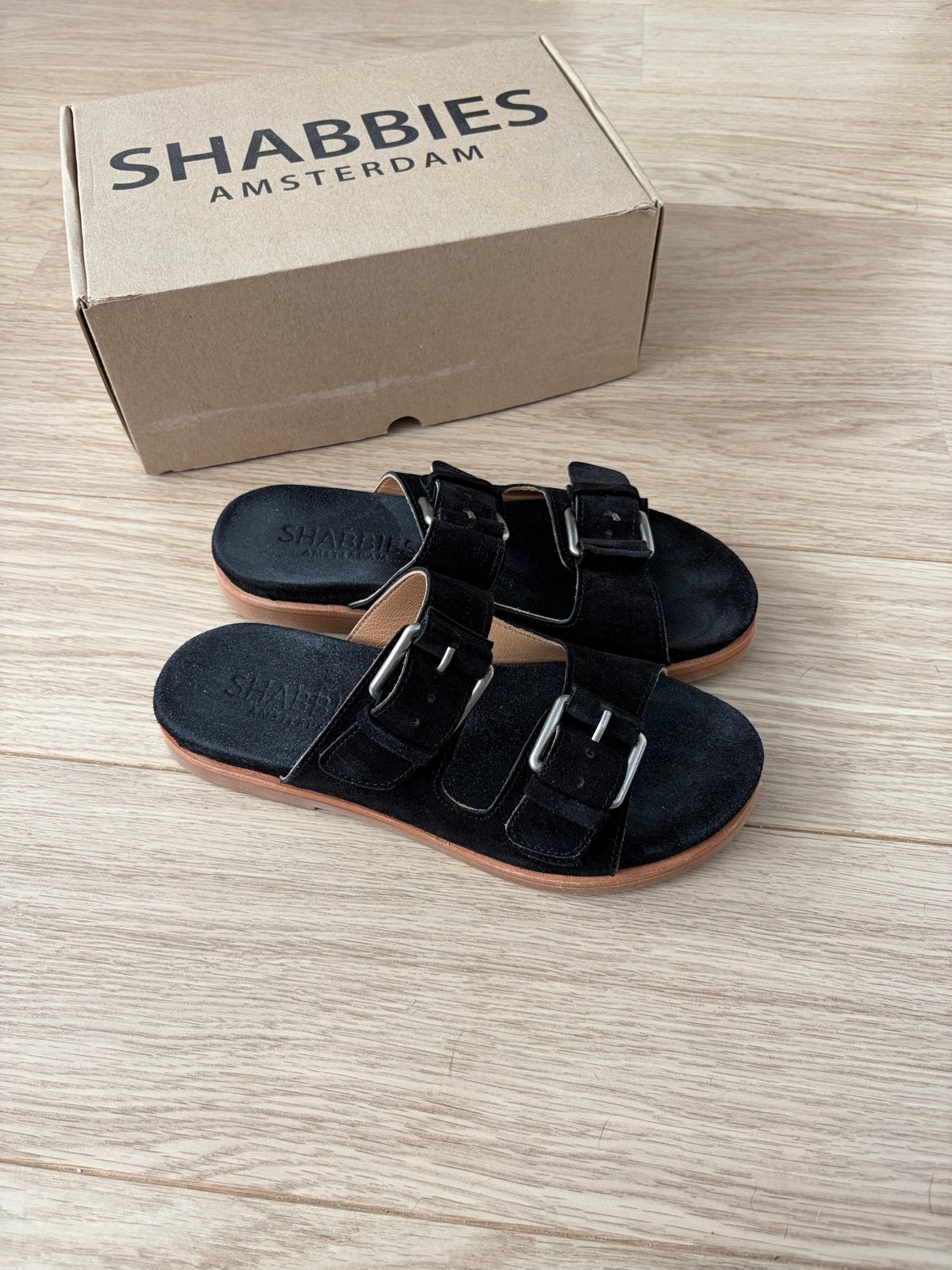 Shabbies Amsterdam sandalen - Zwart - Maat 38, Ophalen, Zwart, Sandalen of Muiltjes, Zo goed als nieuw