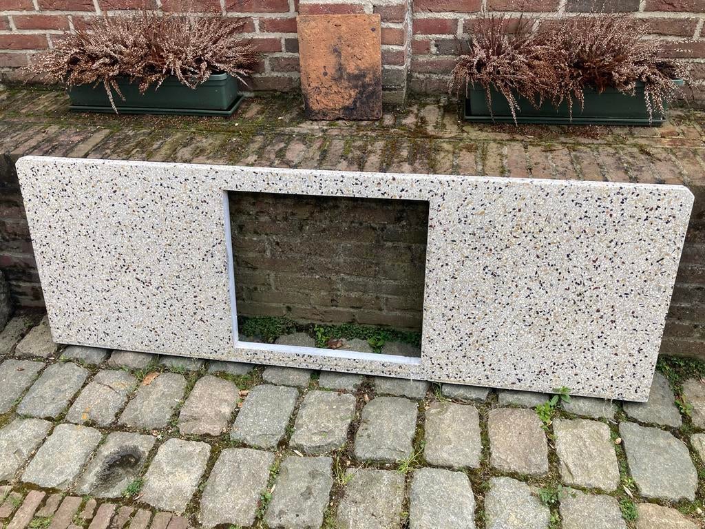 Mooi Terrazzo aanrechtblad - 180x60x4 cm met kookplaatuitspa, Ophalen, Gebruikt, 150 tot 200 cm, 50 tot 75 cm