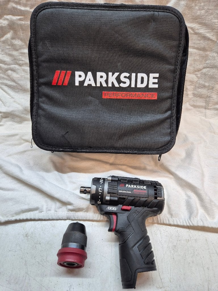 Parkside Performance Brushless 12v accu boormachine, Ophalen, Zo goed als nieuw, Minder dan 400 watt, Boor- en Schroefmachine