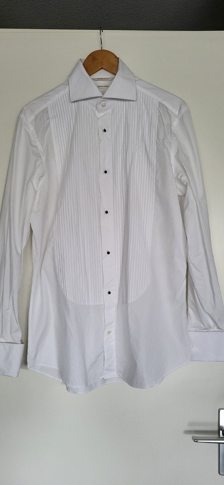 Suitsupply wit smoking overhemd - Egyptisch katoen, Wit, Ophalen of Verzenden, Zo goed als nieuw, Halswijdte 41/42 (L)