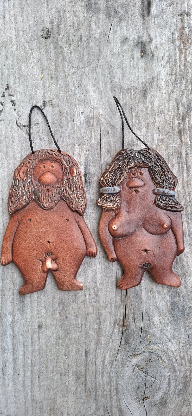 keramiek vintage wandplaqette Adam en Eva, man vrouw, Antiek en Kunst, Ophalen of Verzenden