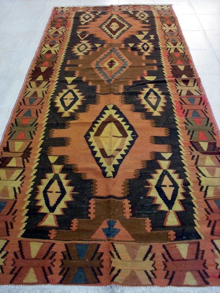 Antiek Oosterse Kazak kelim 310 x 132/kleed/Perzische tapijt, Ophalen of Verzenden