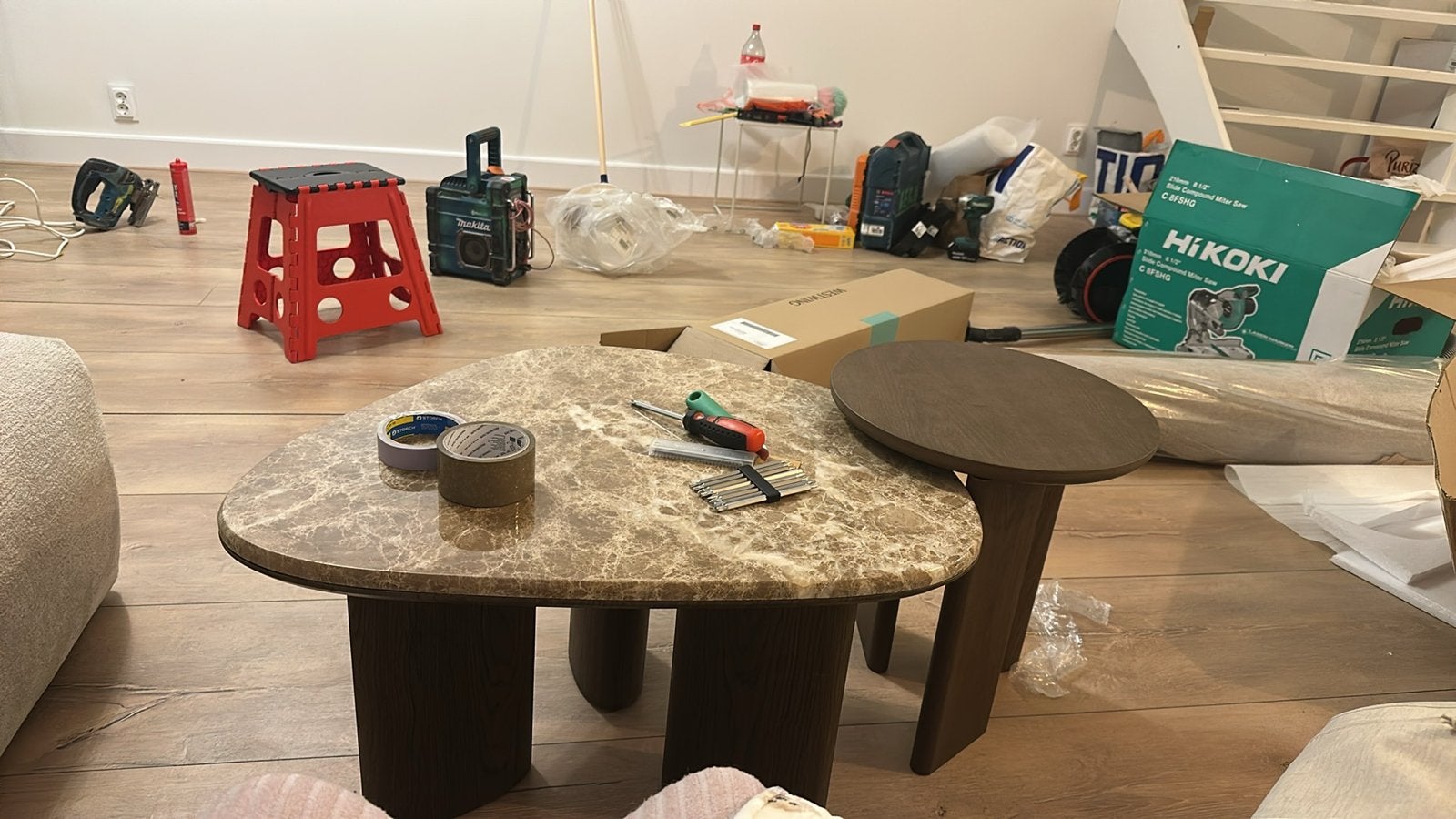 Sklum Dayana Salontafel - Marmerlook, Ophalen, Zo goed als nieuw, Overige vormen, Overige materialen