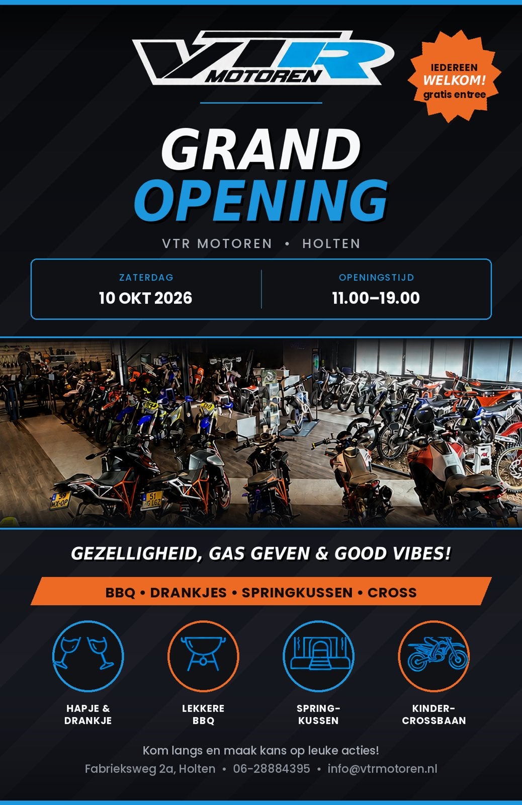 GRAND OPENING VTR MOTOREN, 10 OKTOBER 2026, Drie personen of meer