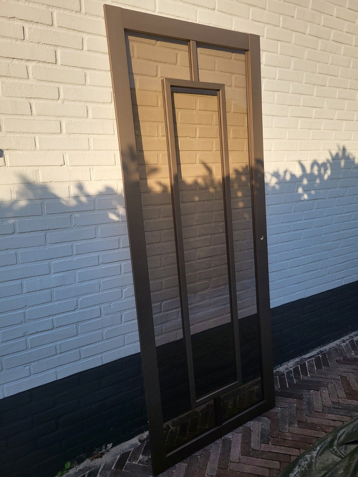 Metallic brons opdek binnendeur met brons glas, Ophalen, 80 tot 100 cm, Binnendeur, Nieuw