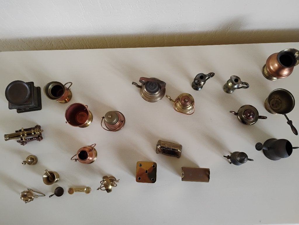 Diverse miniaturen van koper per stuk te koop letterbak, Ophalen of Verzenden