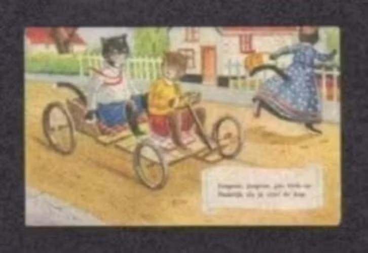 Poezenkaart Zeepkist Fantasie., Ophalen of Verzenden, 1920 tot 1940, Ongelopen, Hond of Kat