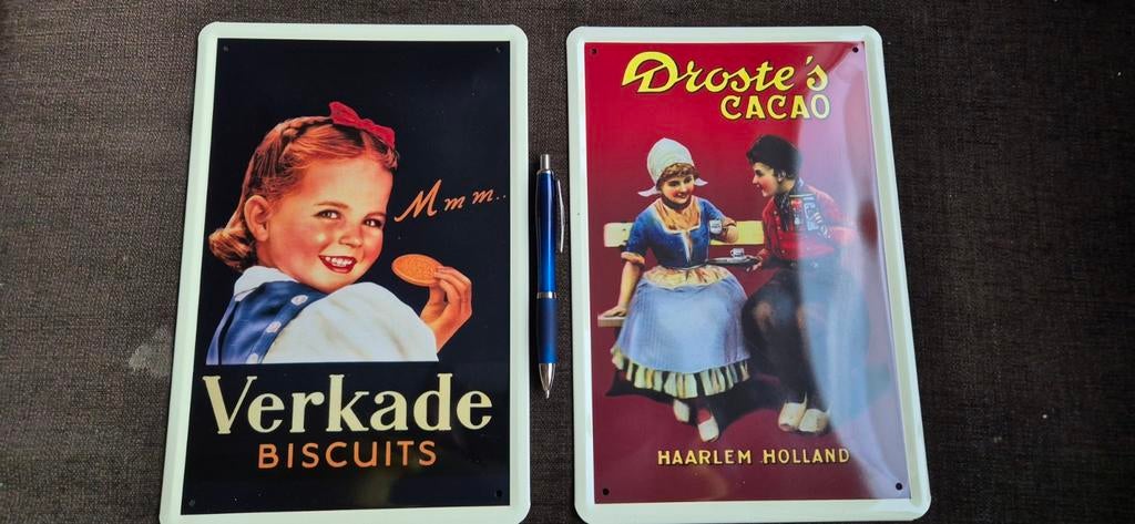 Nostalgische metalen reclameborden: Verkade & Droste, Ophalen of Verzenden, Nieuw, Reclamebord