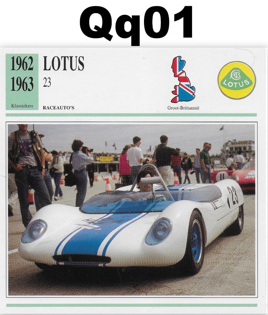 Qq01 autokaart lotus 23 ( 1962 - 1963 ), Ophalen of Verzenden, Zo goed als nieuw, Auto's