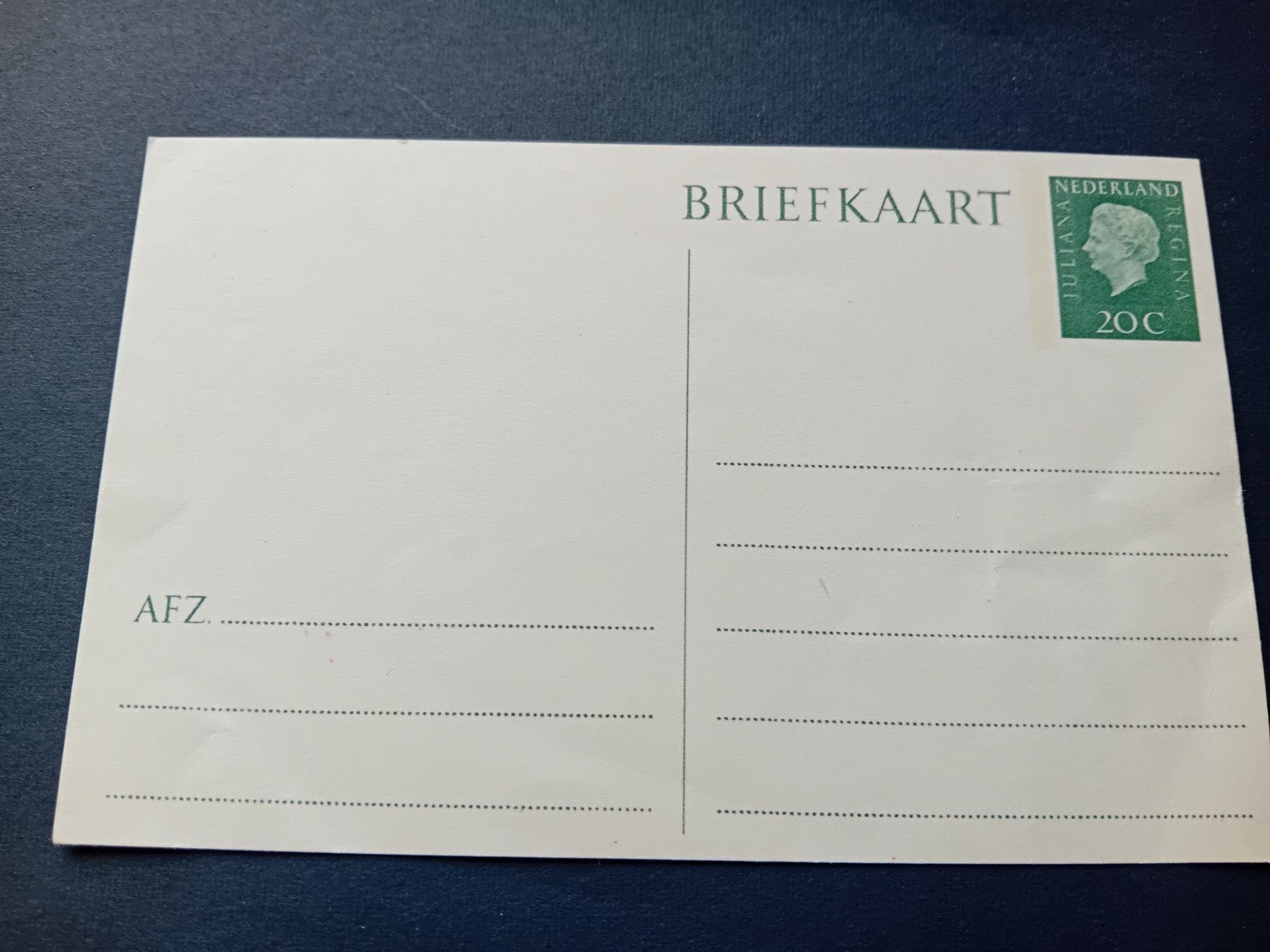 Ongebruikte Nederlandse briefkaart Juliana Regina 20C, Verzamelen, Ophalen of Verzenden, Zuid-Holland