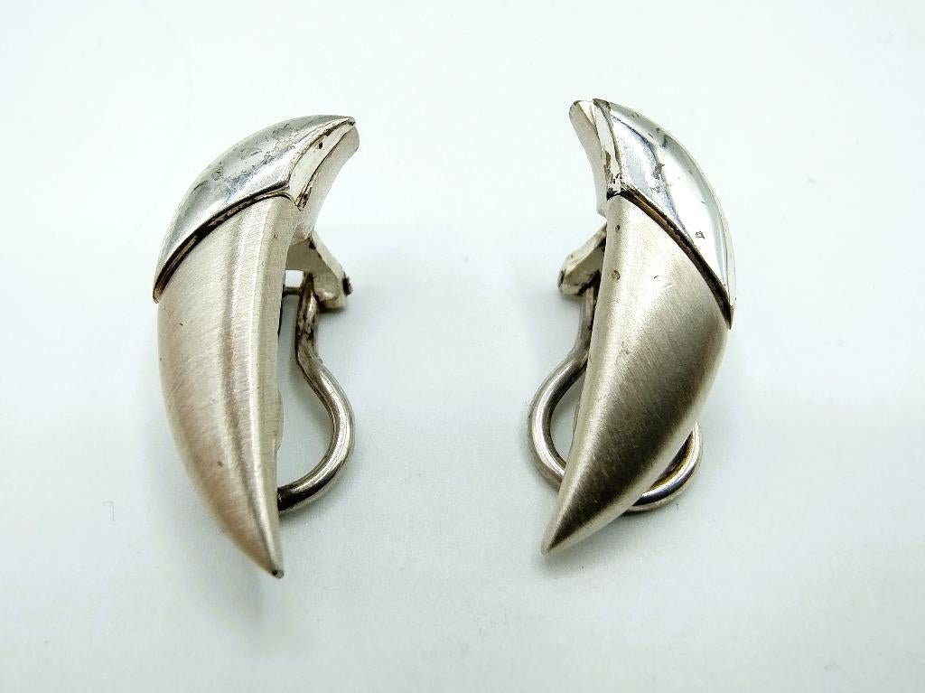 Zilveren design oorbellen, clip, 925