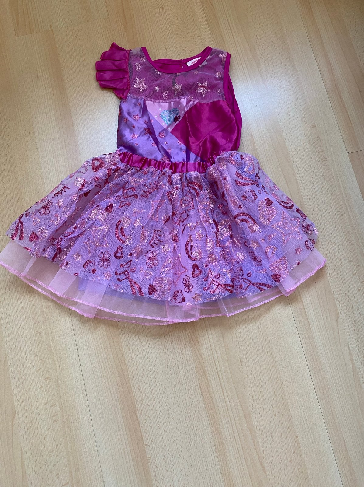 2 in 1 Prinsessenjurk paars/roze met glitter, Kinderen en Baby's, Carnavalskleding en Verkleedspullen, Ophalen of Verzenden, Gebruikt
