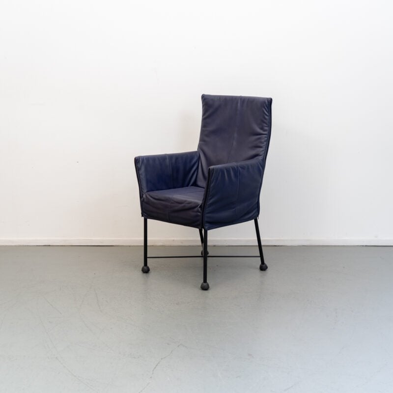 Montis Chaplin stoelen - blauw leder - op doppen, Huis en Inrichting, Stoelen, Niet ingevuld, Zo goed als nieuw, Niet ingevuld