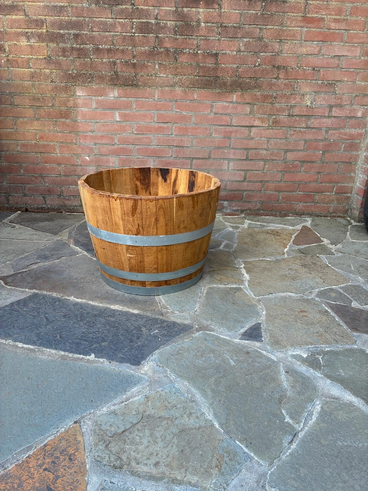 Bloembak van eikenhout, Gebruikt, Rond, Ophalen of Verzenden, Hout