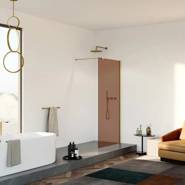Silvio Inloopdouche 70x200cm Nano Bronsglas Mat Goud, Ophalen, Nieuw, Met douche