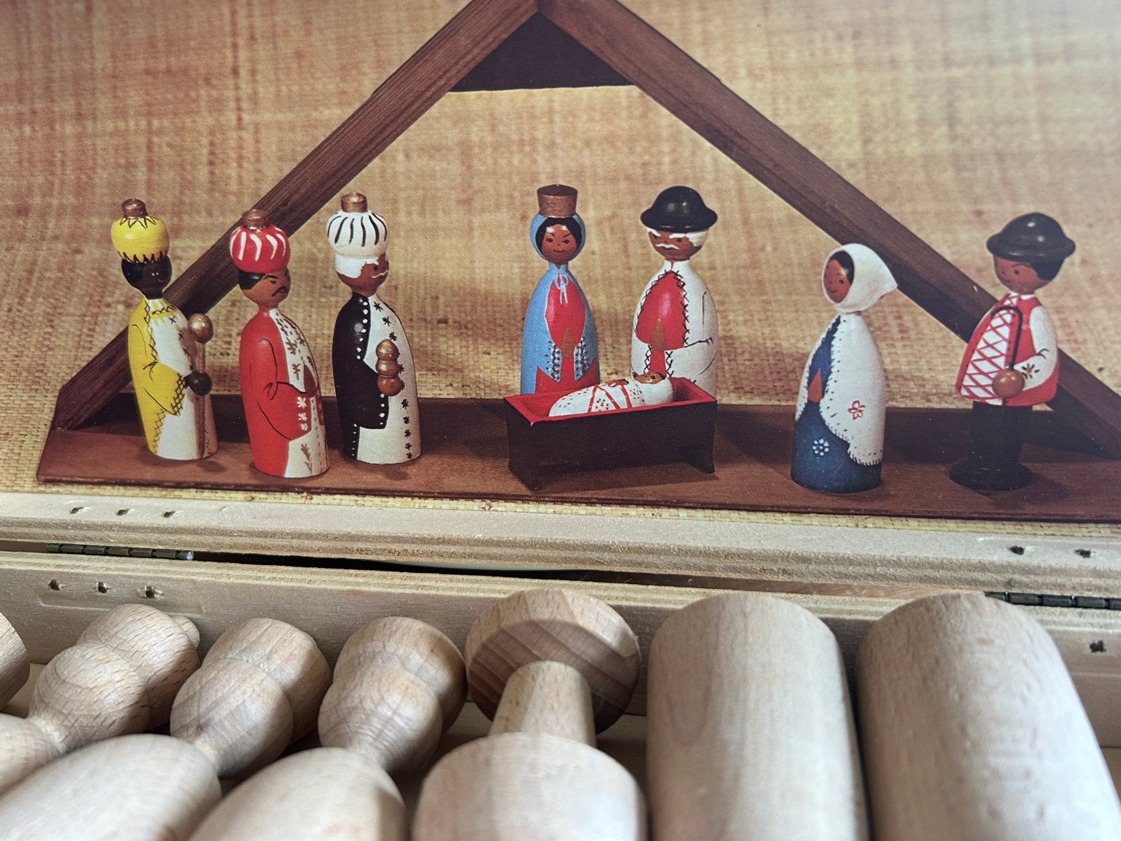 Houten Kerststal Figuren Set - Handgeschilderd, Ophalen, Gebruikt, Beeld(je), Christendom | Katholiek