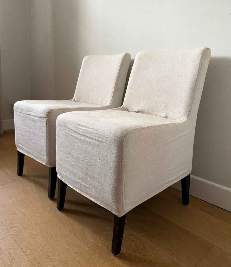 2 stoelen met afneembare linnen hoes, Huis en Inrichting, Stoelen, Ophalen, Gebruikt, Twee, Overige kleuren