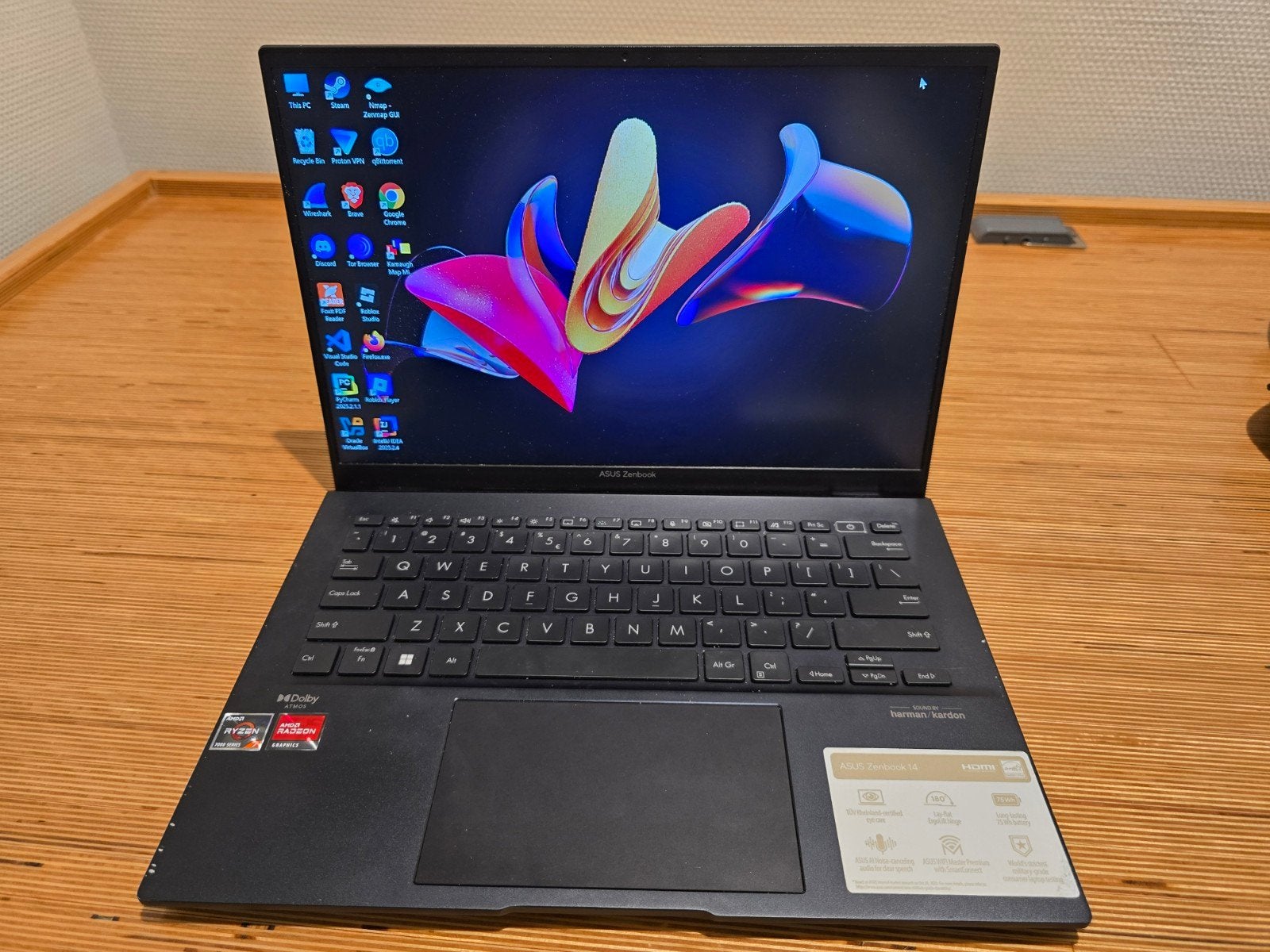 ASUS Zenbook 14 UM3402YA Ryzen 7/ 512GB SSD, Gebruikt, 2 tot 3 Ghz, Qwerty, AMD Ryzen 7 7730U