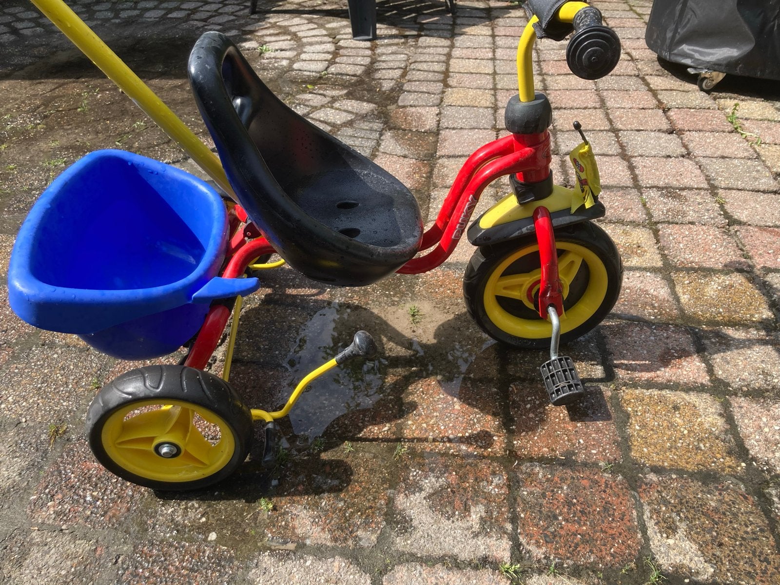 Puky driewieler met duwstang en voetenplateau, Ophalen, Zo goed als nieuw, Duwstang
