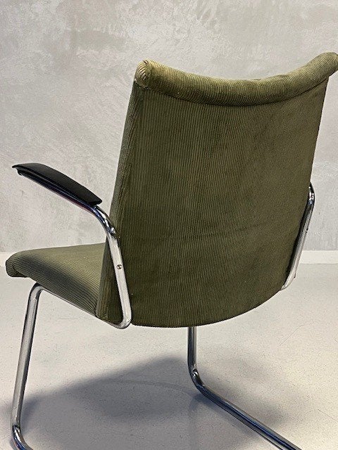 De Wit 3014 eetkamerstoel vintage design sledestoel groen, Gebruikt, Overige kleuren, ., Overige materialen