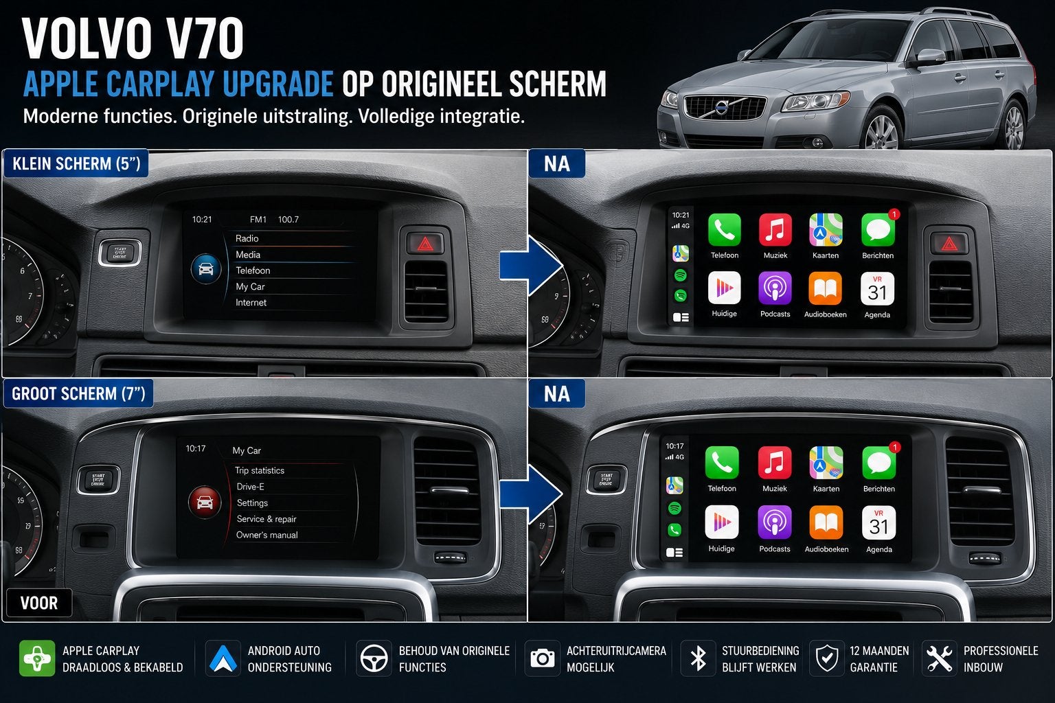 Volvo V70 Apple CarPlay op Origineel Scherm, Ophalen of Verzenden, Nieuw