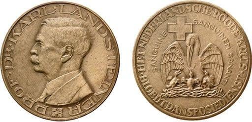 Karl Landsteiner penning brons, Ophalen of Verzenden, Brons, Nederland