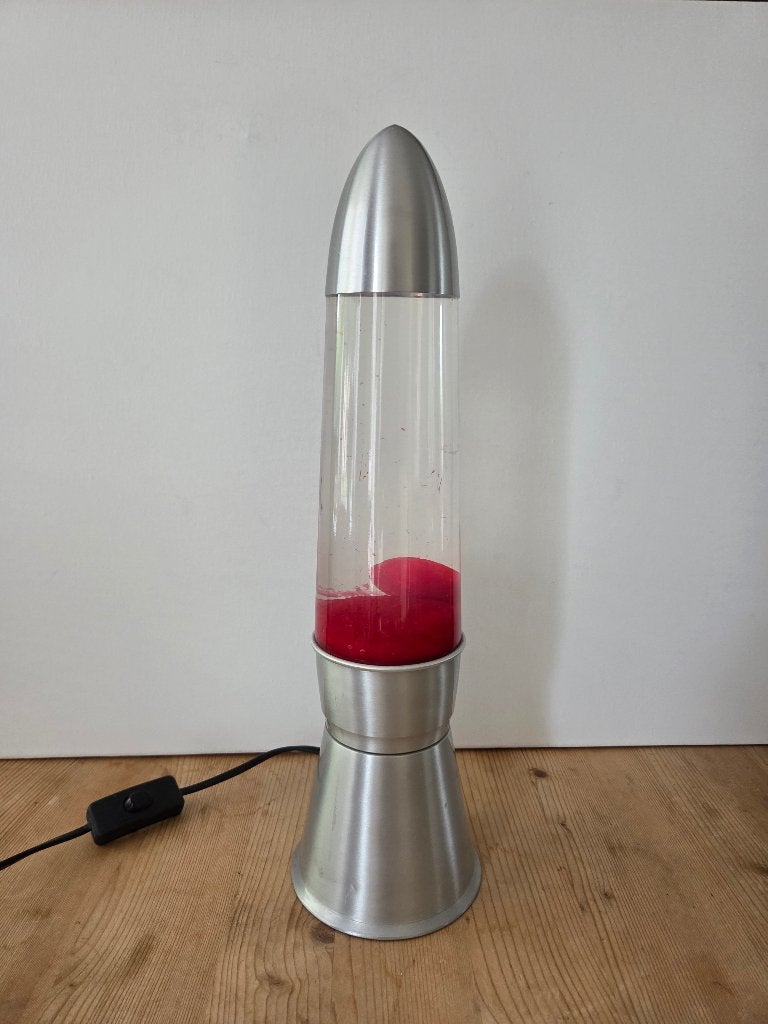 Vintage rode lavalamp, Huis en Inrichting, Lampen | Tafellampen, Ophalen of Verzenden, Zo goed als nieuw, Minder dan 50 cm