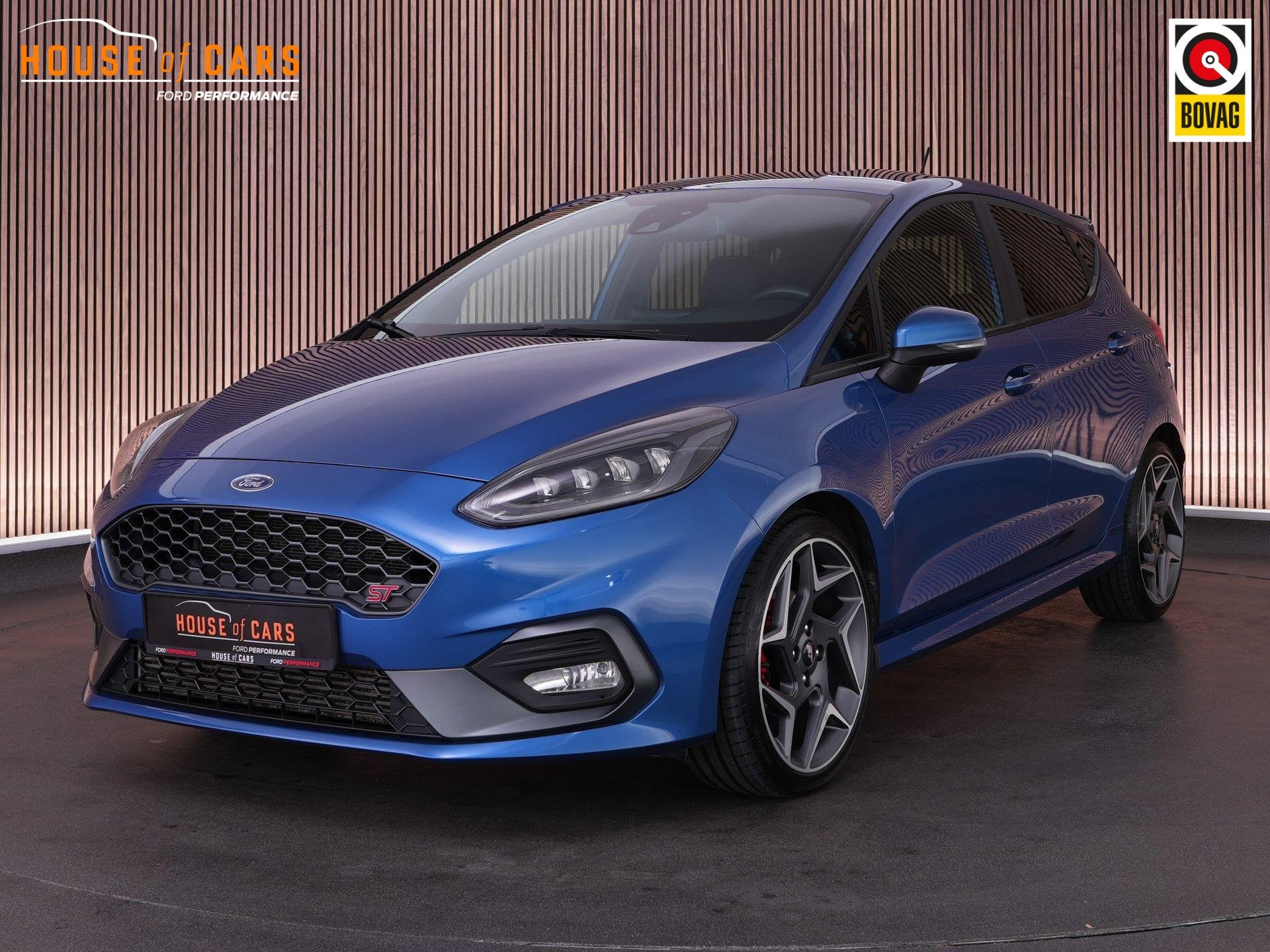 Ford Fiesta ST-3 1.5 200pk |B&O|blind spot|Apple Carplay|par, Voorwielaandrijving, 1188 kg, Blauw, Leder en Stof