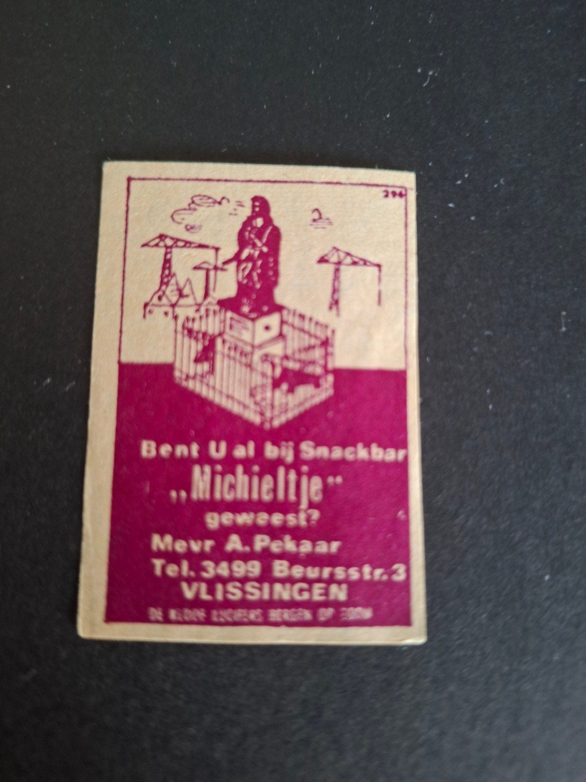 Luciferetiket, Vlissingen Snackbar "Michieltje", Verzenden, Zo goed als nieuw, Luciferdoosjes of -merken